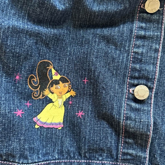 Y2K Vintage Dora fur trim jean vest 2T - Picture 2 of 5